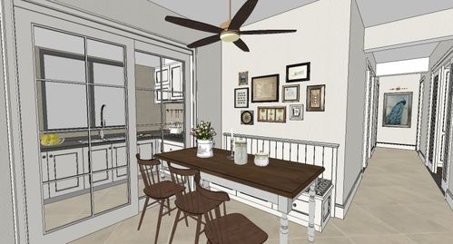 美式乡村风格SU住宅模型设计解析